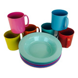 Kit 30 Caneca 30 Prato Fundo Plástico Infantil Escola Creche