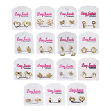 Kit 30 Pares Brincos Sortidos Strass Pedras Folheado Atacado