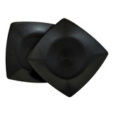 Kit 30 Prato Quadrado Plástico Preto Refeição Lanche Porções