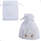 Kit 30 Saquinhos De Organza Presente Jóias 9x12cm Cor Branco