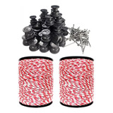Kit 300 Isoladores Preto 30x30 + 2 Rl Fio Guardião Inox 500m