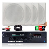 Kit 300w Bluetooth + 4 Caixas Brancas + Cabo P2/rca + Fios