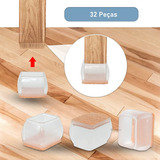 Kit 32 Pé Cadeira Retangular Pezinho De Silicone Protetora