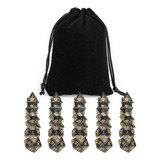 Kit 35 Dados Rpg De Mesa Opaco Preto Royal Perolado + Bolsa