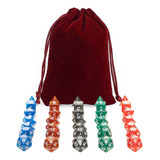Kit 35 Dados Rpg De Mesa Perolado Opaco + 1 Dice Bag D&d