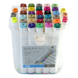 Kit 36 Cores Caneta Marcador 2 Pontas Tipo Copic