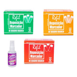 Kit 36 Recargas P/ Pincel Marcador Vboard Master Vbm Carinon Tinta 12 Laranja 12 Verde 12 Vermelho