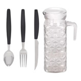 Kit 36 Talheres Mato Grosso Preto E 1 Jarra Diamante 1l
