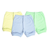 Kit 3pç Shorts Bebê Basico Menino Liso Malha Grossa Atacado