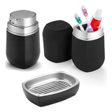 Kit 3pçs Banheiro Dispenser +porta Escova Creme Dental Arthi
