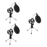 Kit 3pedestal Suporte Tripé Móvel De Mesa Com Pop Filter