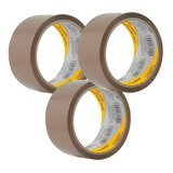 Kit 3un Fita Durex Auto Adesiva 48mmx50m Marrom 50 Metros 