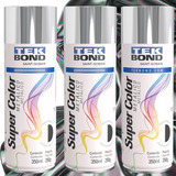 Kit 3un Tinta Aerossol Spray Cromado Metálico Tek Bond 350ml