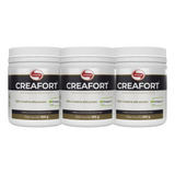 Kit 3x Creafort 300g Creatina Selo Creapure - Combo Vitafor Sabor Sem Sabor