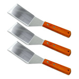 Kit 3x Espátula Curva Aço Inox Chapa Chapeiro Hambúrguer