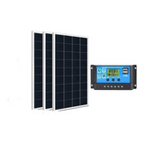 Kit 3x Painel Placa 1 Controlador Solar Fotovoltaico 150w