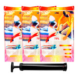 Kit 3x Saco A Vácuo 68x98cm Edredom Cobertor Guardar + Bomba