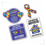 Kit 4 Adesivo Autismo Lei Pcd Autista A Bordo Laço Aqui Mora