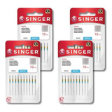 Kit 4 Agulha Singer Maquina Domestica 2045 Ponta Dourada 10u