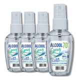 Kit 4 Álcool Líquido 70% Spray Mãos Perfumado Bolso 60ml 