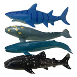 Kit 4 Animais Aquaticos Brinquedo Baleia