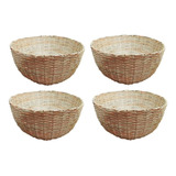 Kit 4 Balaio Bambu 30cm Cesto Palha Artesanal Decoração