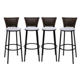 Kit 4 Bancos Banqueta Alta Balcão Confortável Encosto Junco