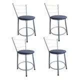 Kit 4 Bancos Banquetas Baixa 50cm Cores C/ Encosto De Mesa