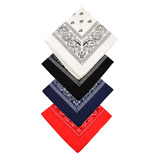 Kit 4 Bandana Preto Vermelha Branco Azul Escuro Ref 239