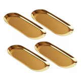 Kit 4 Bandeja Cirúrgica Aço Inox Dourada E Prata Decorativa 
