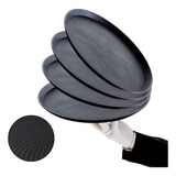 Kit 4 Bandejas Para Garçom Redonda Antiderrapante 40cm Bar