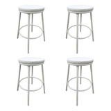 Kit 4 Banqueta Baixa 50 Cm Sem Encosto Branco Cozinha/mesa