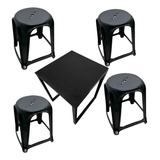 Kit 4 Banquinhos Camping Com Mesa Bistro Madeira Reforçada
