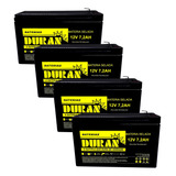 Kit 4 Baterias 12v 7ah Duran Selada Intelbras Nobreak Apc Nf