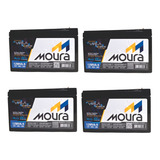 Kit 4 Baterias Moura Estacionária Nobreak Alarme 12v 9ah