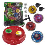 Kit 4 Beyblade De Ferro + 2 Lançadores + Arena Metal Barata