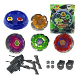 Kit 4 Beyblade Metal Lançador Arena Bayblade Led Tornado 5d