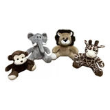 Kit 4 Bichos De Pelúcia Safari Nicho Decoração Antialérgico