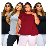 Kit 4 Blusa Camiseta Plus Size