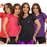 Kit 4 Blusas Feminina Fitness Dry Fit Camiseta Academia
