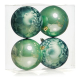 Kit 4 Bolas Texturizada Azul Turquesa 10cm Cromus Natal