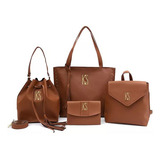Kit 4 Bolsa Sacola Mochila Saco Carteira London Caramelo