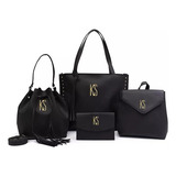Kit 4 Bolsa Sacola Mochila Saco Carteira London Preto