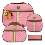 Kit 4 Bolsa Saída Maternidade Bebê Mala Mochila 4 Peças Plus