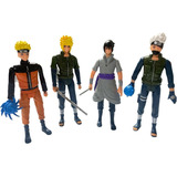 Kit 4 Bonecos Naruto Sasuke Articulados 15 Cm + Acessorios