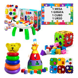 Kit 4 Brinquedo Educativo Mesa Didática Infantil Interativa