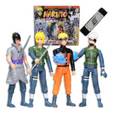 Kit 4 Brinquedo Naruto Articulado + Bandana Brinde