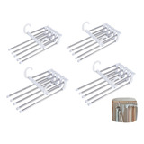 Kit 4 Cabide Dobrável Em Inox Organizador Retráteis 5 Calças