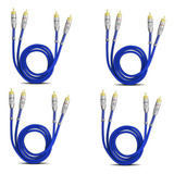 Kit 4 Cabo Rca 1 Metro Cabos De 1m 1 M Blindado 5mm Prime Dupla Blindagem Conectores Banhados A Ouro Som Vídeo Módulo