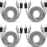 Kit 4 Cabos Rca 1 Metro Blindado Ouro 1m 4mm Vermelho Prata